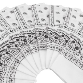 Vamqor 100% Cotton 10 Pack Fine Bandanas（White）