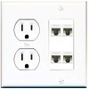 15 Amp Duplex Round Power Outlet 4 Port Cat5e Ethernet