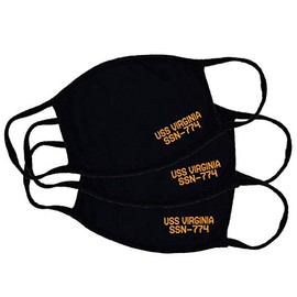 USS Virginia SSN-774 Adult Black Face Mask 100% Cotton/Washable Reusable/Virginia Class Submarine