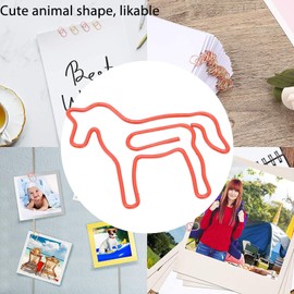 100pcs Paper Clips, Horse Shaped Paper Clips Gold Paperclips Cute Paper Clips Fun Paper Clips Bookmark Clips Planner Clips for Files Organizing Working Study Office Supplies Red