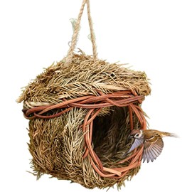 Littryee pinzones - Casa pájaros Canto pinzón Tejida con Hierba,colibrí Tejido a Mano para Decoraciones árboles al Aire Libre Regalo jardinería, colibrí Natural