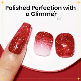 SUPWEE Red Reflective Glitter Gel Nail Polish Sparkle Shimmer Nail Gel Polish Flash Light Effects 15ml Soak Off UV Lamp Gel for Home DIY Manicure