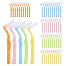 50 Pieces Interdental Brushes, Interdental Brushes for Interdental and Gums, Interdental Brushes with Non-Slip Handle, 5 Colours for Braces Cleaning