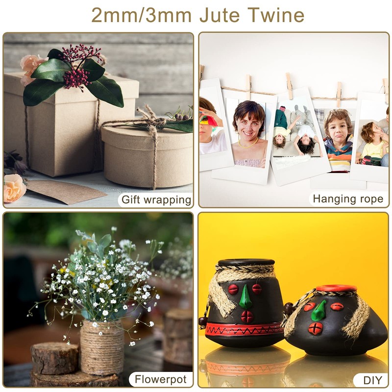 Handyman Crafts Natural Jute Twine Rope (1.5mm/2mm/3mm/6mm) Durable String for