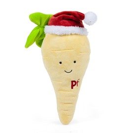 Petface Christmas Peter Parsnip Plush Dog Toy with Christmas Hat Stuffed Suitable for All Breeds and Sizes of Dog Squeaky Toy Festive