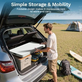 Simple Deluxe 8 FT Heavy Duty Portable Table, Folding Table with Carrying Handle, Heavy Duty Portable Table for Events, Picnic Indoor, Outdoor, Camping, White