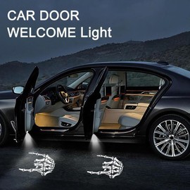 2PCS No Fade Car Door Lights,Skeleton Car Door Lights Logo Projector LED Shadow Welcome Lamp,Skeleton Accessories Arm Skull Finger Gifts,Suitable for All Vehicles Motorcycle