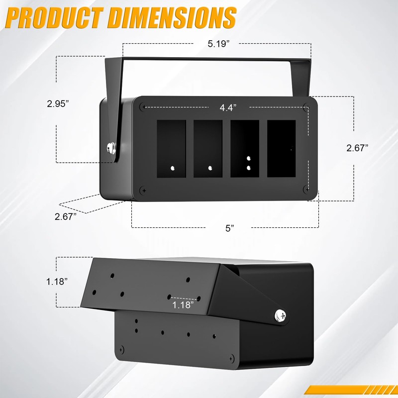 Okerny Rocker/Toggle Switch Box - 4 Gang Switches Installation housing