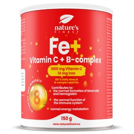 The Nature's Finest Fe + | Iron for 30 Days | 1000 mg Vitamin C Per Serving | 100% Daily Dose of B Complex and Iron