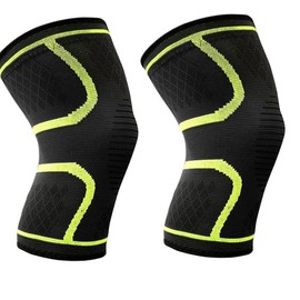 2 Pcs Knee Support for Women/Men - Compression Sleeve Brace for Arthritis, Joint Pain, Ligament Injury, Meniscus Tear, ACL, MCL, Tendonitis, Running, Squats, Sports (Green) (L Size)