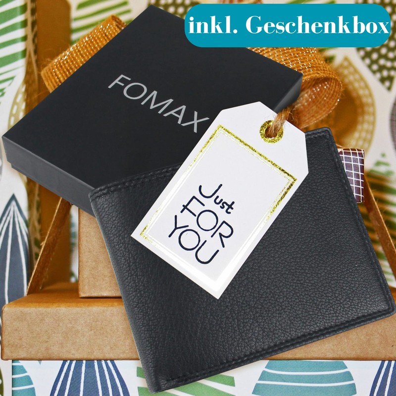 FOMAX® Men's Genuine Leather Wallet with RFID Protection, Landscape Format