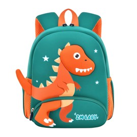 Dinosaur Anti-lost Backpack for Boys Kindergarten Preschool Bookbag with Chest Strap, Toddler Boys Backpack Daycare Bag, B-Green+Orange