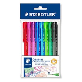 STAEDTLER Medium Retractable Rainbow Ballpoint Pens, Assorted, Pack of 8