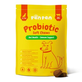 PENPEN Probiotics for Dogs, Dogs Probiotics for Digestive Health, Multi-Probiotic and Enzyme Blend Promote Gut Health & Immune Support, Eases Sensitive Stomachs (Beef Chews, 50ct)