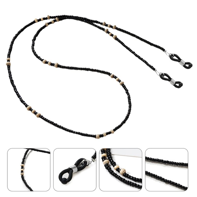 Beaupretty 2pcs Rustic Eyeglass Chain Wooden Bead Strap Retainer Strap