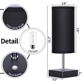 AVV Cordless Table Lamp, Battery Operated Lamp for Night Stand, 3 Modes Battery Powered Wireless Table Lamp, Touch Control Rechargeable Lamp for Bedroom, Living Room, Reading Room, 12 Inch Black