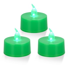 KOABY 12 Pack Green Light Non-Flickering Flameless Tea Lights, Green Base, Last 100H+, Battery Operated Tea Lights for Decor