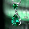 JIANGXIN 18"~20" Pear cut Green Emerald 925 Sterling Silver Pendant