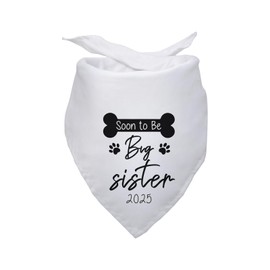 Soon to Be Big Sister 2025 White Dog Bandanas Gender Revealing Photo Prop Pregnancy Announcement Pet Baby Announcement Scarf Accessories Pet Accessories for Dog Lovers