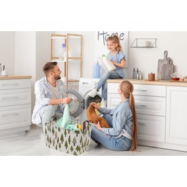 Sanjiaofen Rectangular Canvas Storage Bins,Waterproof Storage Basket,Collapsible Tree Organizer Bin with Handles for Clothes Storage,Book Bag (Tree)