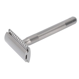 Double Edge Safety Razor Men Home Salon Portable Zinc Alloy Brass Handle Shaving Razor Birthday Gift Silver