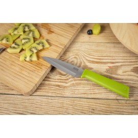 Kuhn Rikon Colori+ Classic Non-Stick Straight Paring Knife with Safety Sheath, 4 inch/10.16 cm Blade, Green