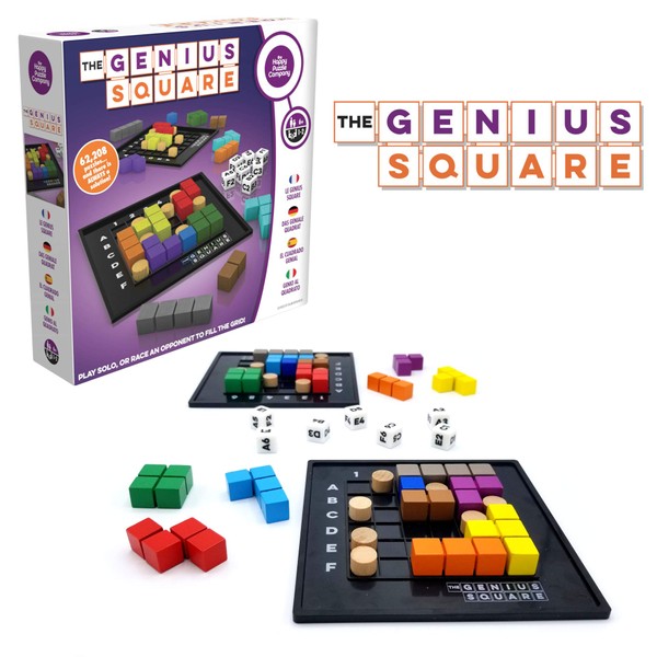 The Genius Square – Game of The Year Award Winner! 60000+ Solutions STEM Puzzle Game! Roll The Dice & Race Your Opponent to Fill The Grid by Using Different Shapes! Promotes Problem Solving Training