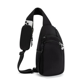 Brusttasche Damen Sling Bag Herren mit RFID-Blockierung Anti Diebstahl Tasche Umhängetasche Schultertasche mit Handytasche, Schwarz