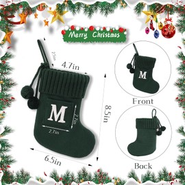 CRSMHLPK 8.5 Inches Embroidered Letter Christmas Stocking Knitted Initials Green Small Christmas Stockings for Family Holiday Decorations and Xmas Tree Fireplace-Green-E-16