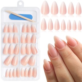 Bellelfin 120Pcs Ombre Nude Press on Nails, Short Square Gradient Fake Nails Full Cover Ombre Acrylic Nail Press ons French Nail Glue on Nail for Women Girls Finger Nails Design