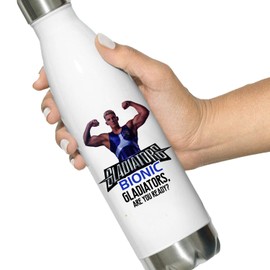 Male Gladiator Character Bottle - TV Show are You Ready? Battle Games Present Gift Water Coffee Thermo Durable Insulated Lightweight (White, One Size, Gladiators, Bionic)