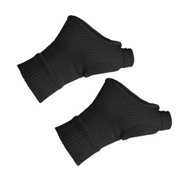 AIXXCUVQ 1 Pair Wrist Brace Sweat Absorbent Replacement Compression Universal Fingerless Sports Basketball Support Protector, Black S