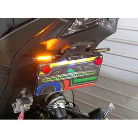 Tucked LED Fender Eliminator Kit with LED Flasher Relay for Kawasaki Z125 Pro - Amber Turn Signals, Smoked Lens