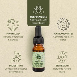 ORE Aceite de Orégano Silvestre, 10ml, 80% Carvacrol, Suplemento Aceite de Orégano