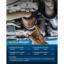 PHILTOP Rear Catalytic Converter Compatible with Ford, Mazda Ranger 3.0L 1998-2000, Ranger 4.0L 1998-2000, B3000 3.0L 1998-2000, B4000 4.0L 1998-2000 Replace# 53316, 645365, 30359 (EPA Compliant)