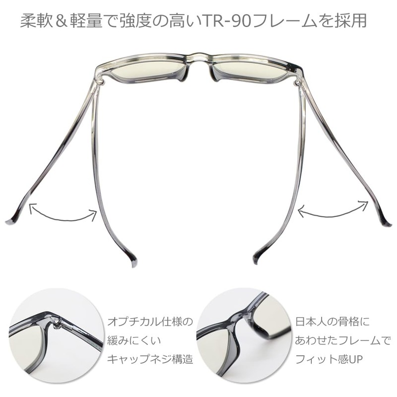 Eight Tokyo IRUV1000-2101 Sunglasses, Blue Light Reduction, Lightweight, Square, Wellington,