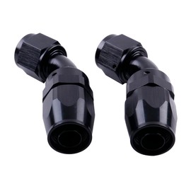 ZAP Performance 8AN 45 Degree Swivel Hose End Fitting for Braided CPE Fuel Hose Black, Fitting for Rubber Fuel Oil Line (2 PCS)