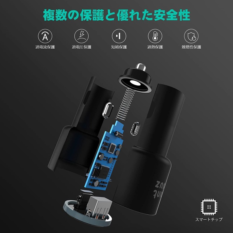 AMAPC Car Charger, 2023, 2 USB Ports, Automatic Current Identification,