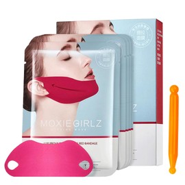 5PCS Doppelkinn Maske,Doppelkinn Straffer Vermindert Rimpels,Donkere Vlekken En Fijne Lijntjes,V Line Lifting Mask Gesichtstape für Jugendliche Konturen,Kinnmaske Doppelkinn mit Massagestab
