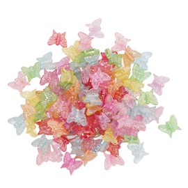 Butterfly Pearl 100 Pieces Charms Beads Set Butterfly Charms, Pendants, Colourful Craft Bead for Necklaces, Bracelets, Earrings, Jewellery Making