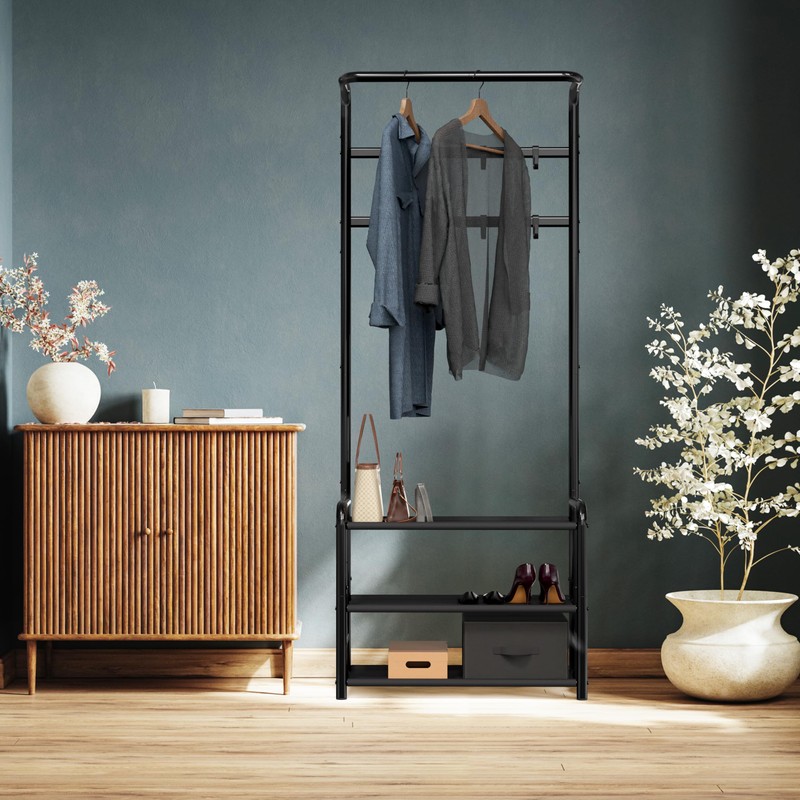SIMPLE HOUSEWARE Coat Rack with Storage Shelf, Freestanding Hall Tree