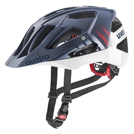 uvex quatro cc - Safe MTB Helmet for Men and Women - Individual Size Adjustment - Adjustable Visor - Deep Space - White Matt - 56-61 cm