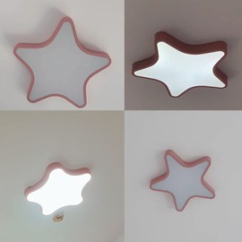 Liudefa LED Ceiling Light Fixture, Modern Pentagram Recessed Ceiling Lights, 3000K-6000K Dimmable Light, Close to Lighting Flush Mount Living Room Pendant Lamps (Pink, 12inch)