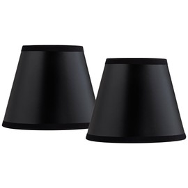 Set of 2 Empire Lamp Shades Black Paper Small 3" Top x 5" Bottom x 4" High Candelabra Clip-On Fitting - Springcrest