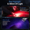 BORUIT V30 Compact LED Flashlight - 365nm UV, Red/Green Light,