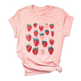 Women Strawberry Cute Graphic T Shirts Fruit Shirts Strawberries Print Cottagecore Clothing Tshirt Garden Tee Tops