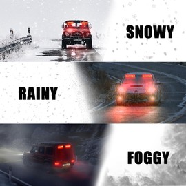 WINECO Emergency LED Strobe Traffic Advisor Lights Bar, Car Windshield Hazard Safety Warning Directional Flashing Light w/Suction Cups Split Mount for Vehicle Trucks Volunteer, 2x12inch, Red