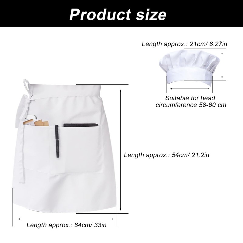 PARFCO Chef's Hat Apron Set, Polyester Adjustable Chef's Hat, Bib