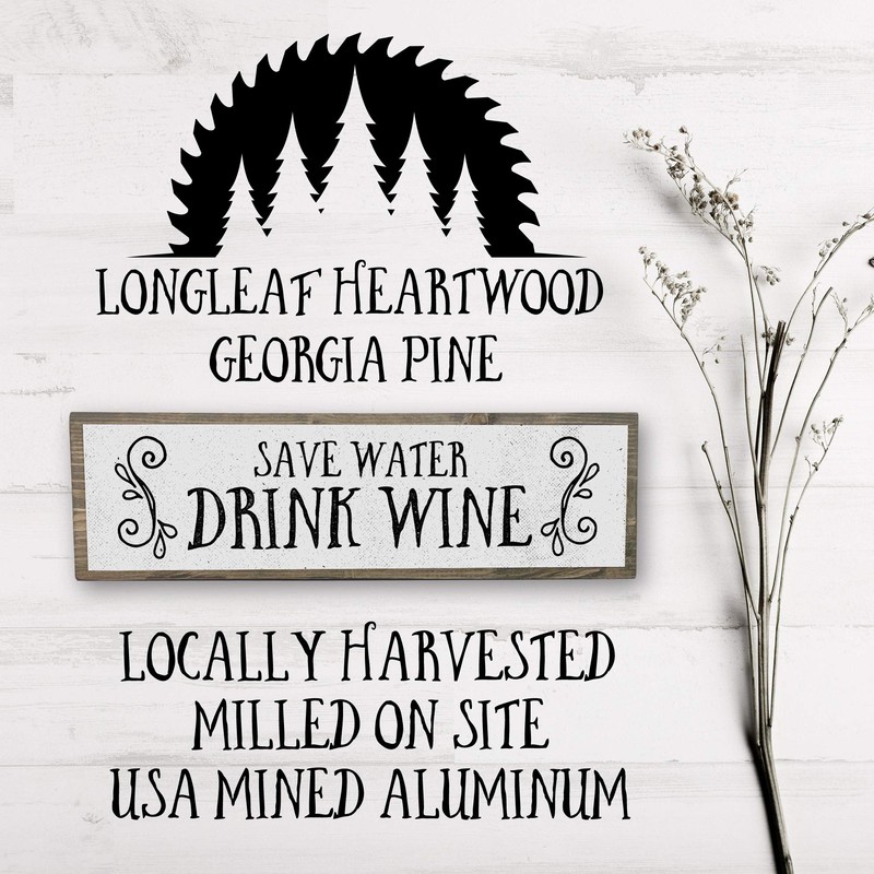 Wine Wood Signs (Medium - Wood And Metal, Save Water