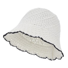 EINSKEY Women's Crochet Bucket Hat, UV Protection Lightweight Packable Faux Straw Sun Hat for Beach Travel Hiking & Outdoors, White (Lace), One Size